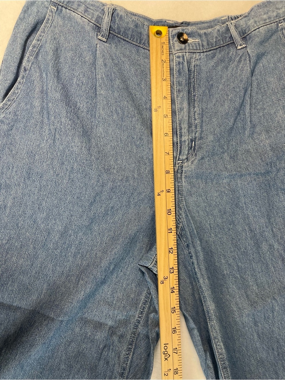 Ellos Wide Leg Chambray Culotte Jeans Elastic Back Size 10 Cropped - Picture 7 of 11